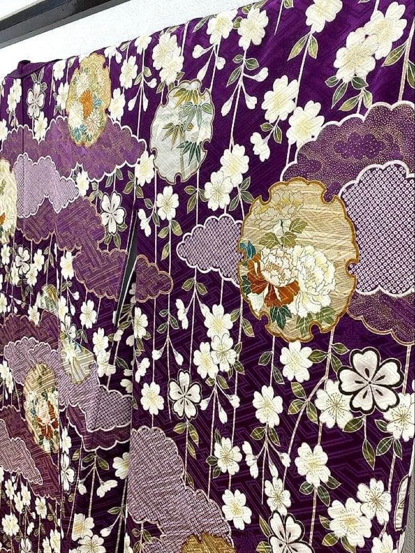 振袖 豪華 金駒 金彩 紋意匠 桜 総柄 振り布付き 身丈159cm 撥水加工済 