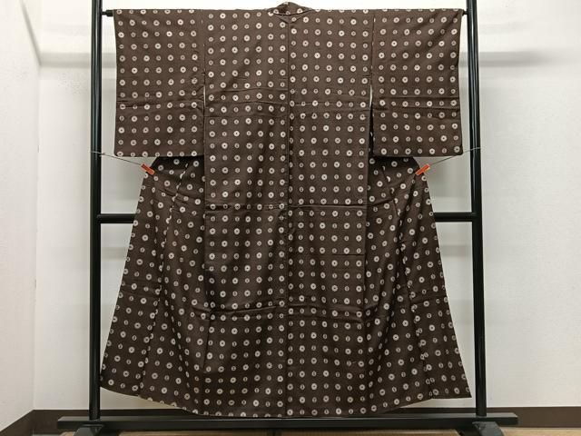 平和屋着物○本場大島紬 一元絣 葉づくし 正絹 逸品 AABA6684ck 平和屋着物