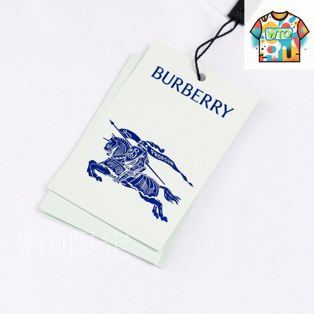 Burberry♡馬ロゴ刺繍 ホワイト♡シンプルTシャツ 今日特価】Burberry ブルー戦馬刺繍 T シャツ（Black/White