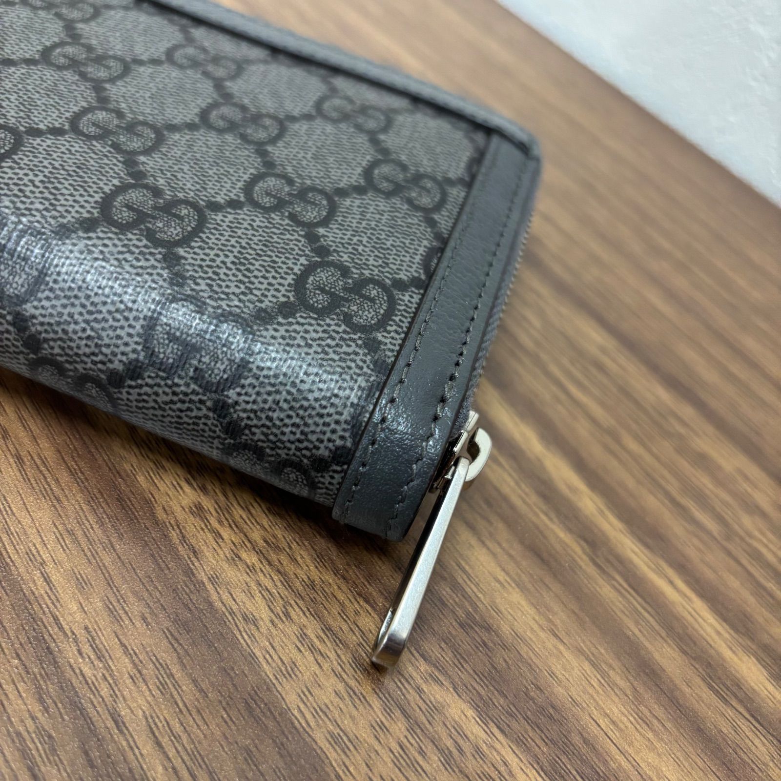 ◎【保管品】GUCCI グッチ GG 財布 長財布 レザー グレー ジップ