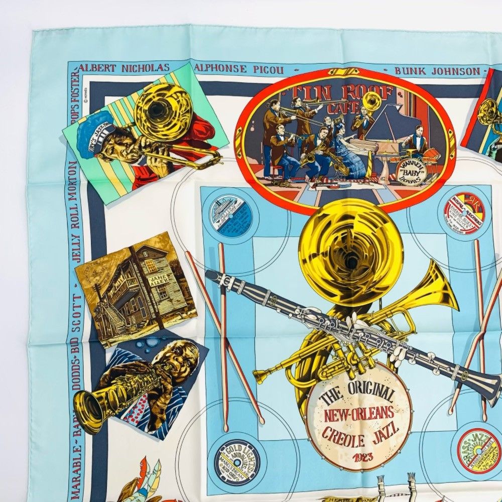 美品 HERMES エルメス カレ90 THE ORIGINAL NEW ORLEANS CREOLE JAZZ 