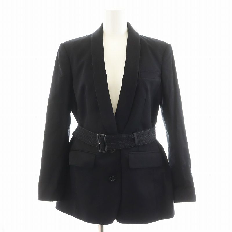 sacai テーラードジャケット シングル ベルト コットン 黒 ブラック SACAI♡ コットンチノジャケット (sacai/テーラードジャケット