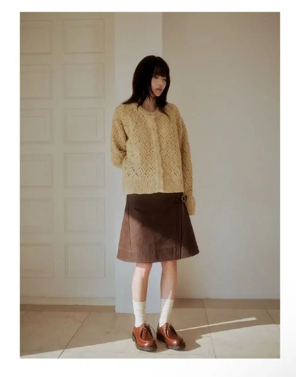 オーロ デニム ラップスカート 茶色 S