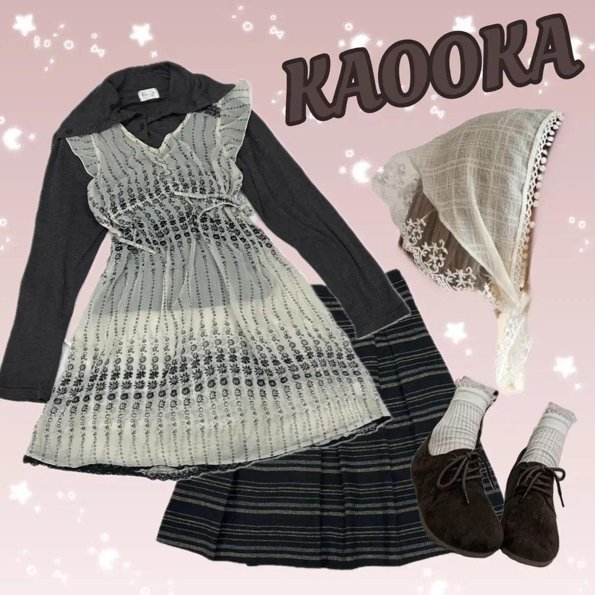 日本 ヴィンテージ 秋 森ガール レイヤード ラテギャル レース スカート ミディ丈 ヴィンテージ コーディネートセット