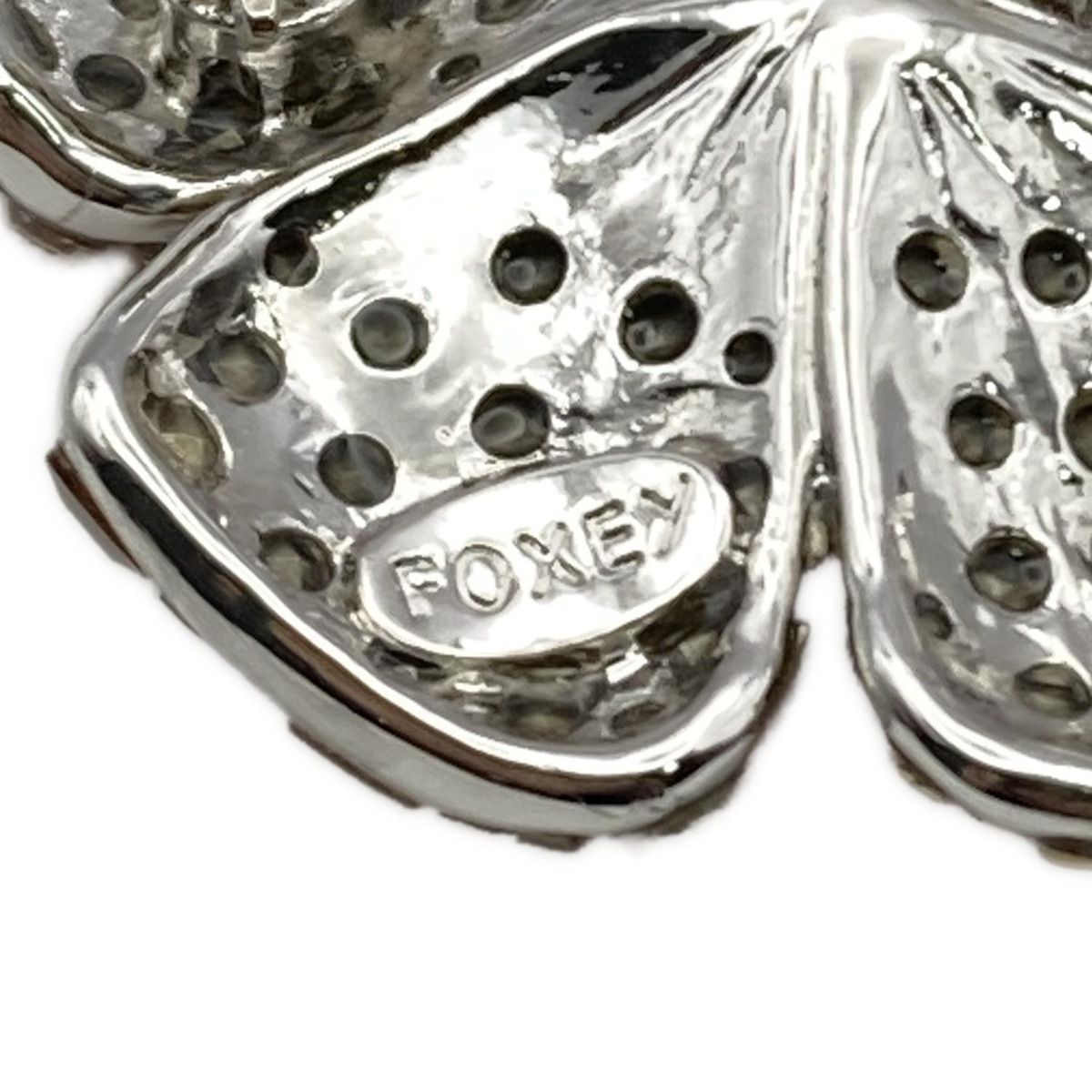 FOXEY(フォクシー) ブローチ美品 - クリアイエロー×クリア フラワー(花