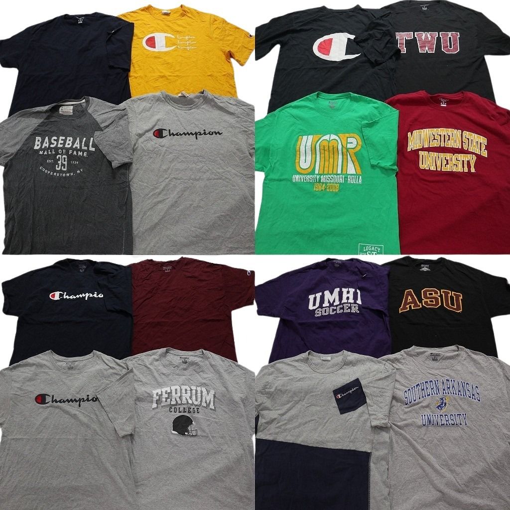 古着卸 チャンピオン 半袖Tシャツ 16枚セット メンズ XL カレッジ風 ワンポイント チームロゴ ラグラン 古着 NA1513
