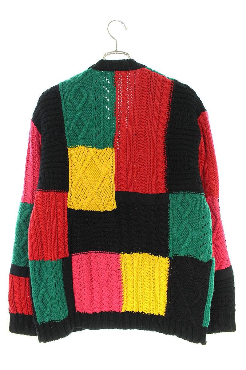 Supreme シュプリーム パッチワーク ケーブルニット カーディガン M 美品】シュプリーム パッチワーク ケーブル ニット カーディガン
