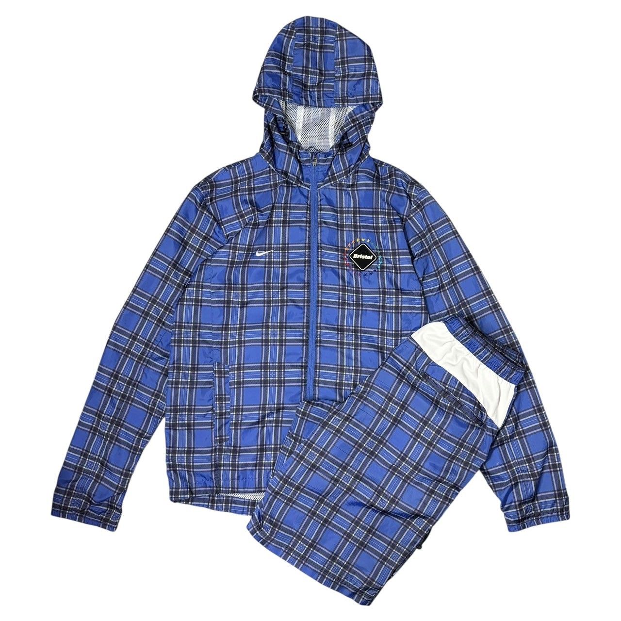 F.C.Real Bristol FCRB エフシー ルブリストル Plaid Zip-Up Hoodie - Shorts Setup チェック柄 ジップアップ パーカー - ショーツ セットアップ S ブルー
