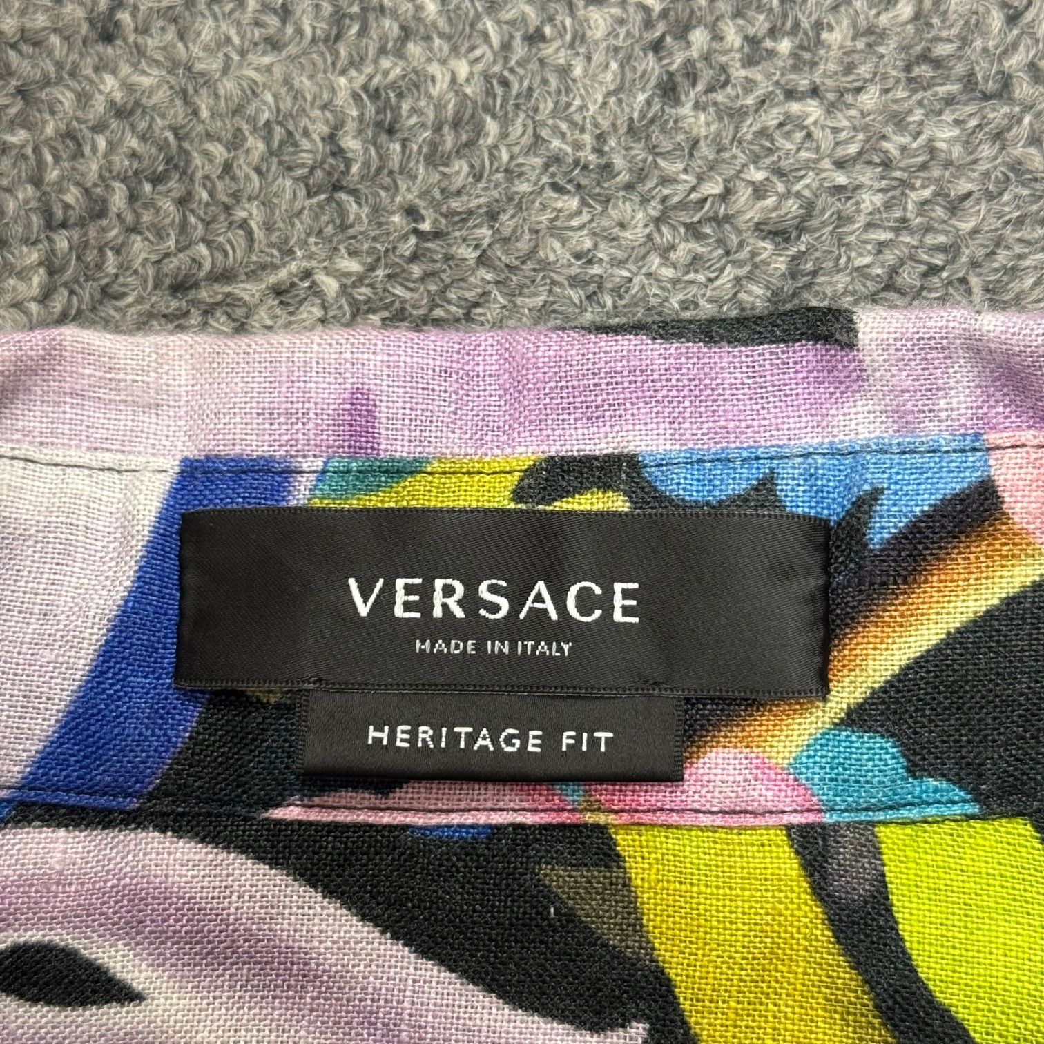 VERSACE HERITAGE FIT 総柄 シャツ 長袖リネンシャツ ヴェルサーチ