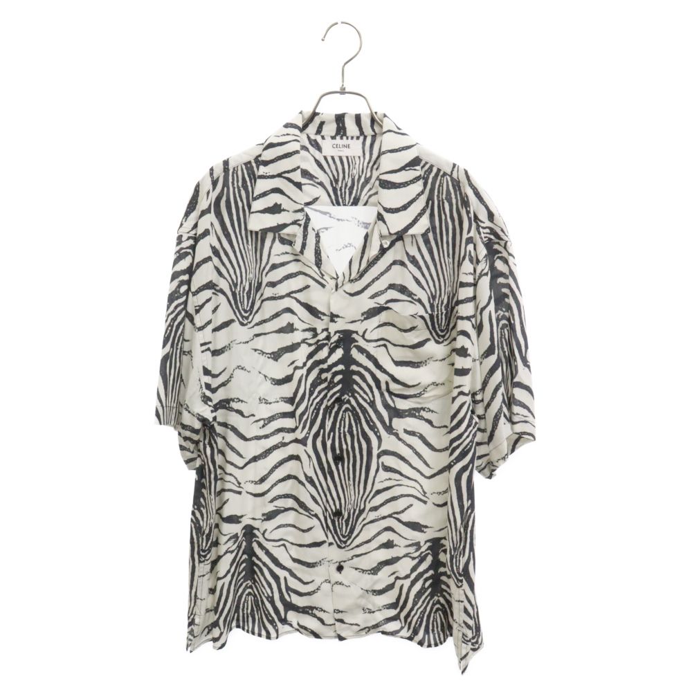 CELINE / 22SS/ゼブラプリント ルーズシャツ エディ期/41/レーヨン/WHT/2C517346Q CELINE (セリーヌ) 22SS ゼブラプリント ルーズ ハワイアン オープン