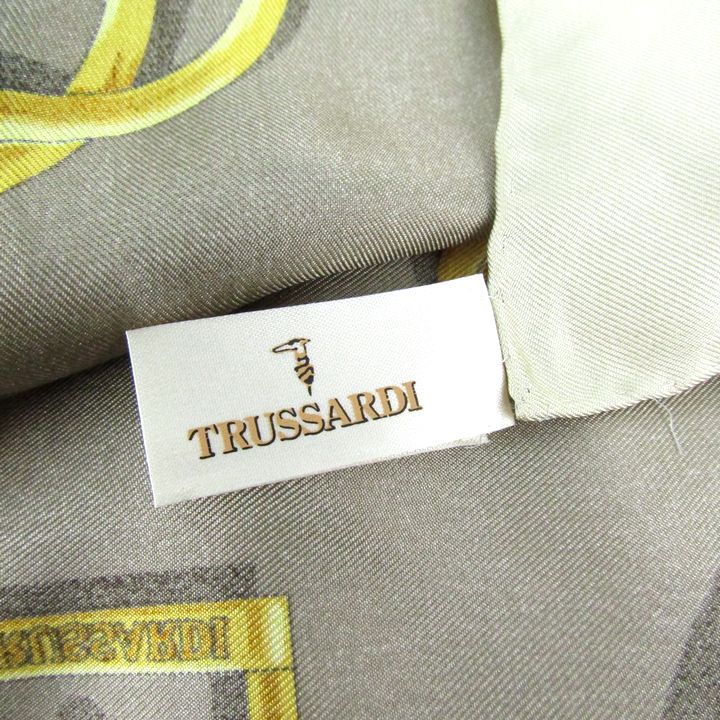 トラサルディ スカーフ 大判 馬具モチーフ シルク ブランド 小物 レディース ベージュ系 TRUSSARDI 【中古】