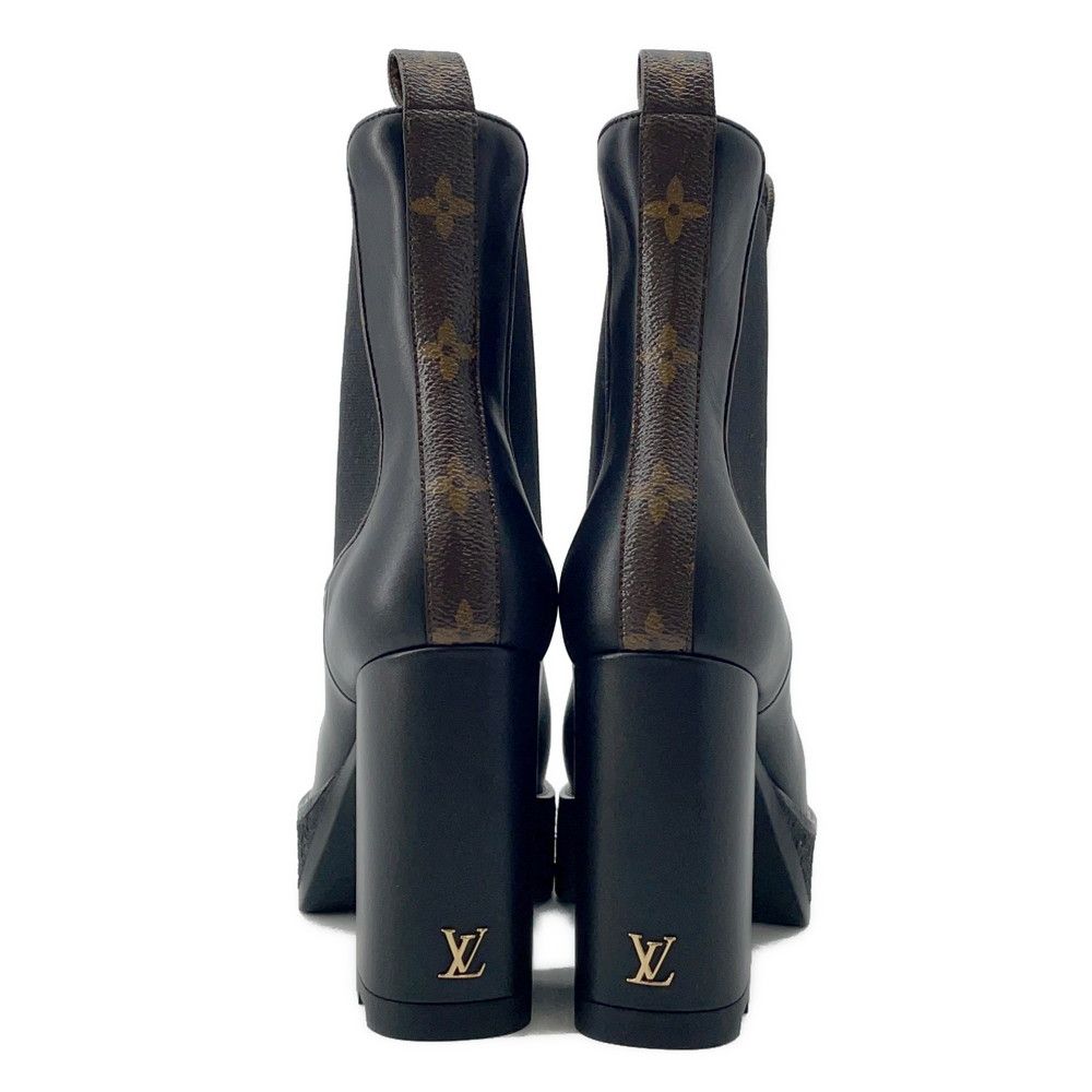 ルイヴィトン ブーツ カーフレザー LV ボブール アンクルブーツ レディースサイズ37 ショートブーツ 黒 ブラック WWW_MORNINGWALKER_COM