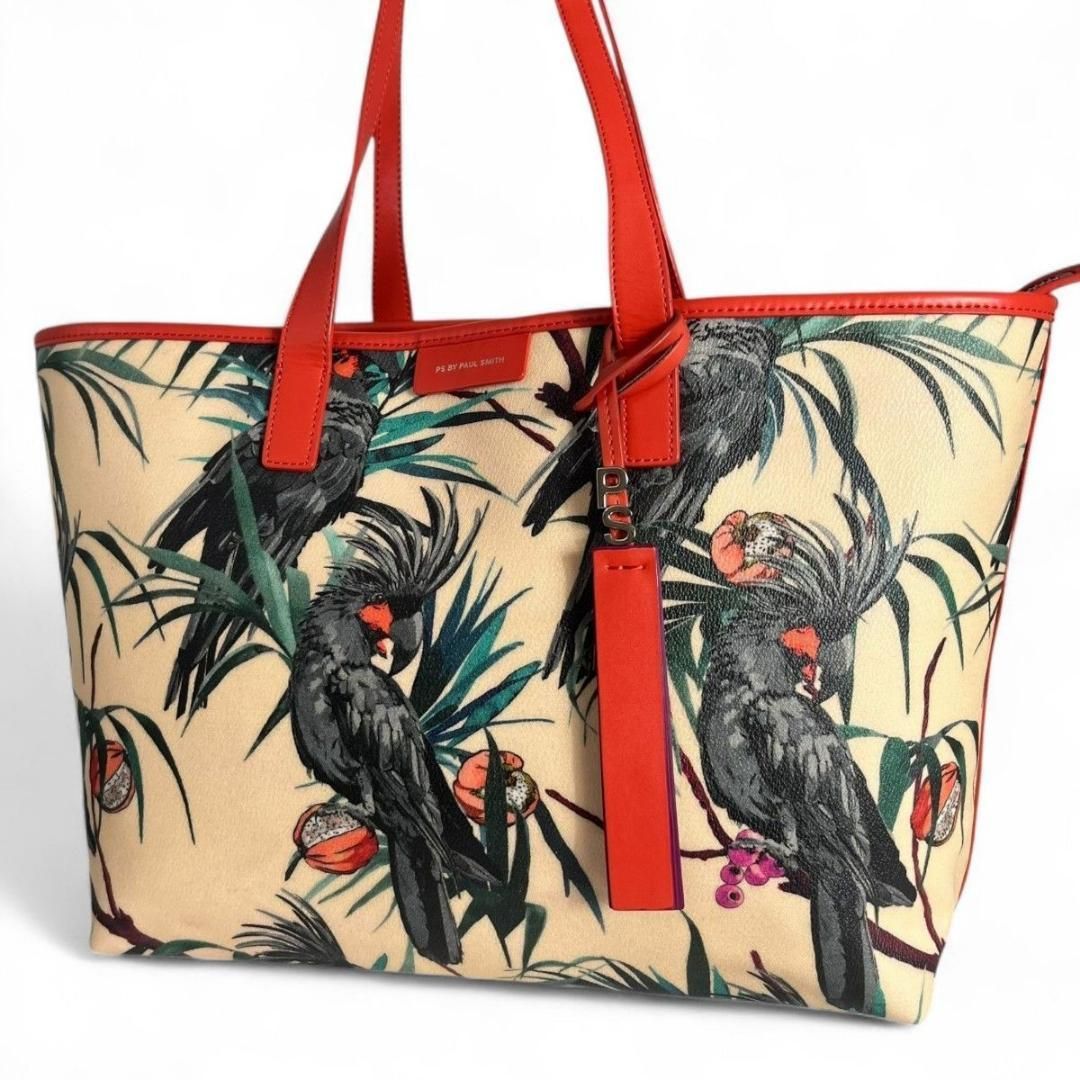 PS by Paul Smith ピーエスバイ ポールスミス トートバッグ オウム ボタニカル 花柄 肩掛け 大容量