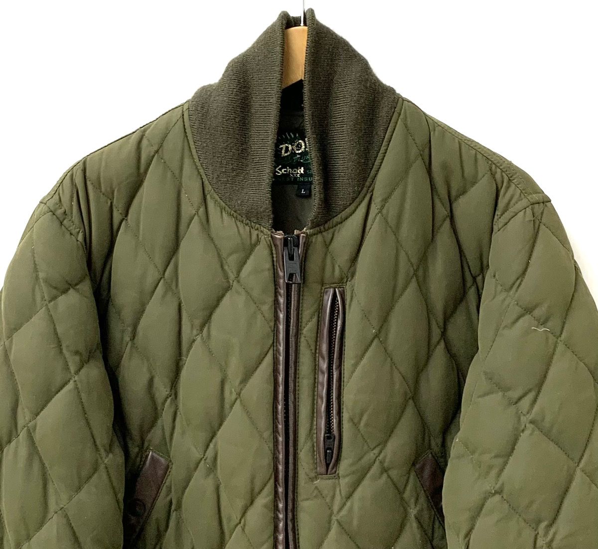 ショット SCHOTT キルティングダウン 3122016 ジャケット ロゴ カーキ 
