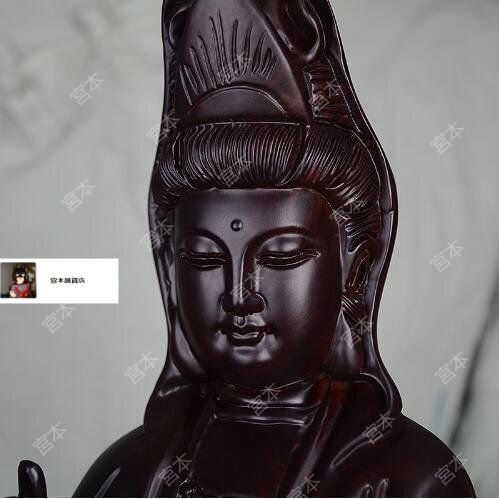 新品 仏教美術 木彫仏像 精密細工 木彫り 黒檀木 観音菩薩像