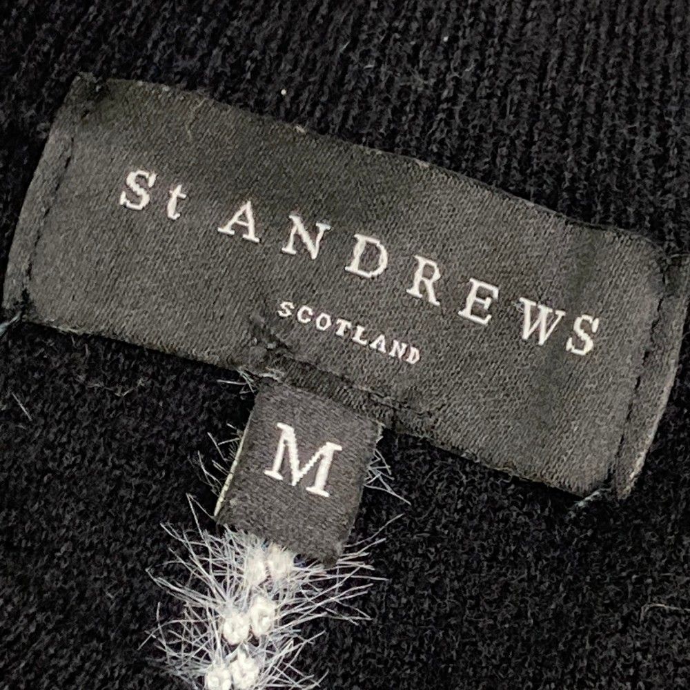 サイズ：M ST ANDREWS セントアンドリュース 2022年 ニットセーター チェック総柄 ブラック系 [240101444720] ゴルフウェア メンズ ストスト サイズ：M ST ANDREWS セントアンドリュース 2022年 ニット
