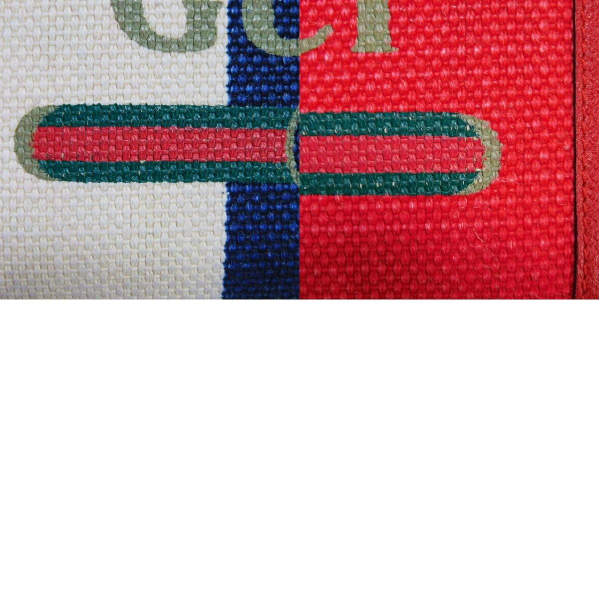 GUCCI グッチ ロゴ プリント ジップアラウンドウォレット レッド 