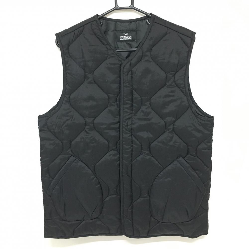 ザスウィンガー 中綿ベスト 黒 バックロゴ刺しゅう スナップボタン メンズ ゴルフウェア 2025年モデル THE SWINGGGR