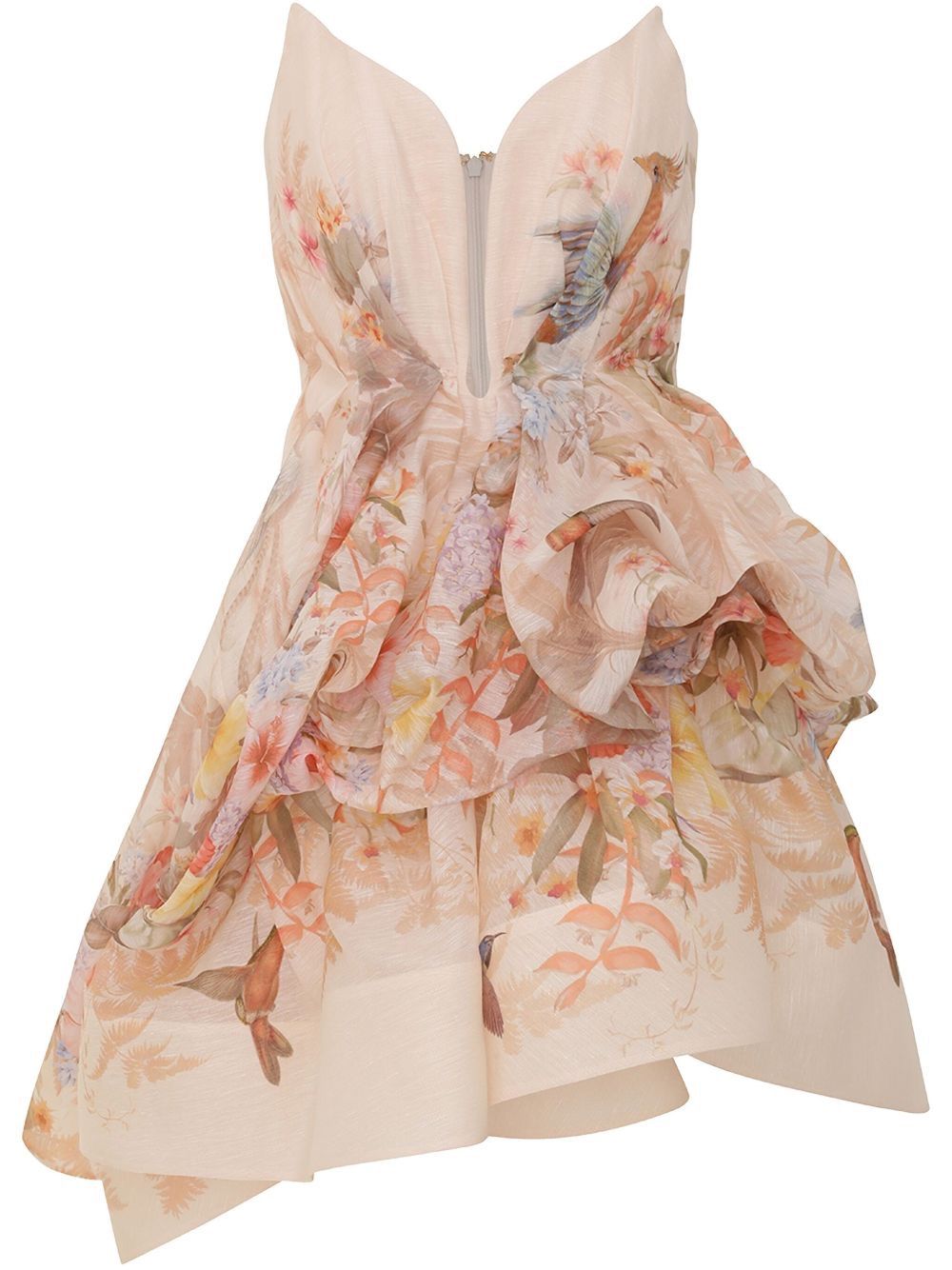 ZIMMERMANN ジマーマン　シルク　リネン　ミニドレス ワンピース ZIMMERMANN リネン＆シルク混紡ミニドレス 送料無料 ZIMMERMANN リネン