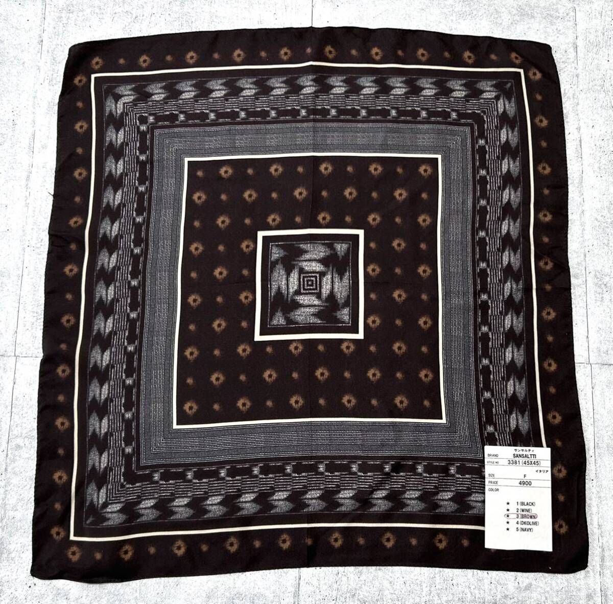 新品 定価5390円 MADE IN ITALY SANSALTTI スカーフ バンダナ シルク 