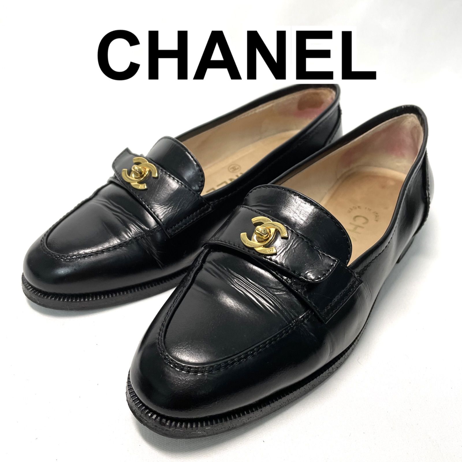 CHANEL シャネル ココマーク ターンロック ローファー 35 1/2 CHANEL シャネル ローファー パテントレザー ココマーク ターン