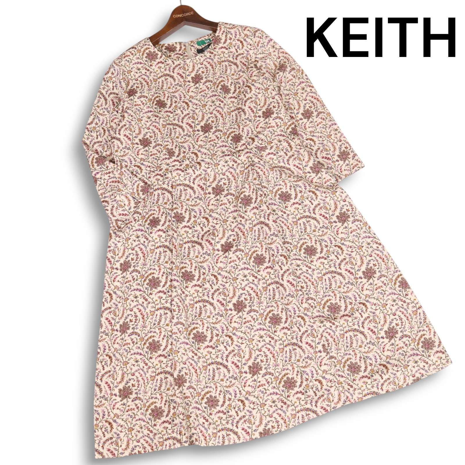 美品☆ V＆A KEITH キース 春夏 花柄 フラワー 総柄 7分袖