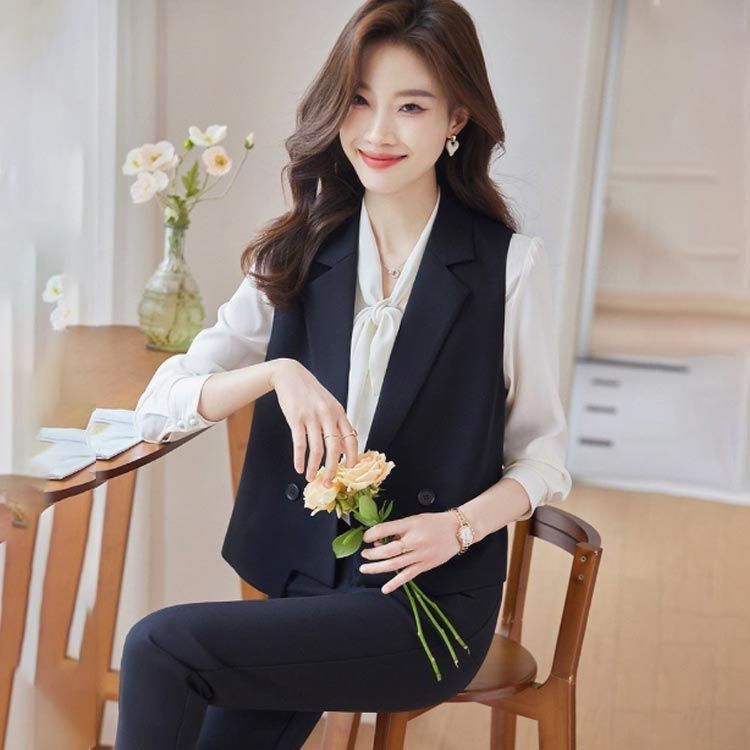 パンツセットアップ レディース 上下セット ロングパンツ ベスト ジレ