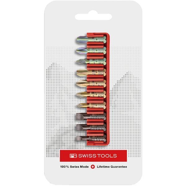 PB SWISS TOOLS ピービースイスツールズ 10本組 ショートタイプ ドライバービットセット ビットホルダー付 パッケージタイプ C6.701CN