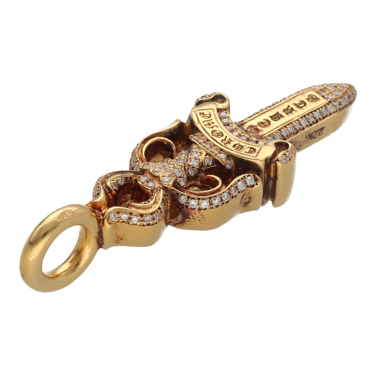 中古】 CHROME HEARTS クロムハーツ ダブルダガー 22K パヴェ