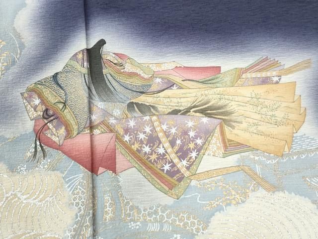 付下げ 京友禅伝統工芸士 樽本伊勢蔵 十二単の女性 積紅色 KK-1835 付下げ 京友禅伝統工芸士 樽本伊勢蔵 十二単の女性 積紅色 KK
