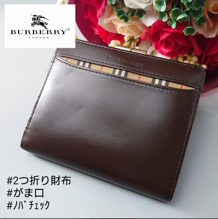 BURBERRY レザー 2つ折り財布 ノバチェック ゴールド金具 - 小物