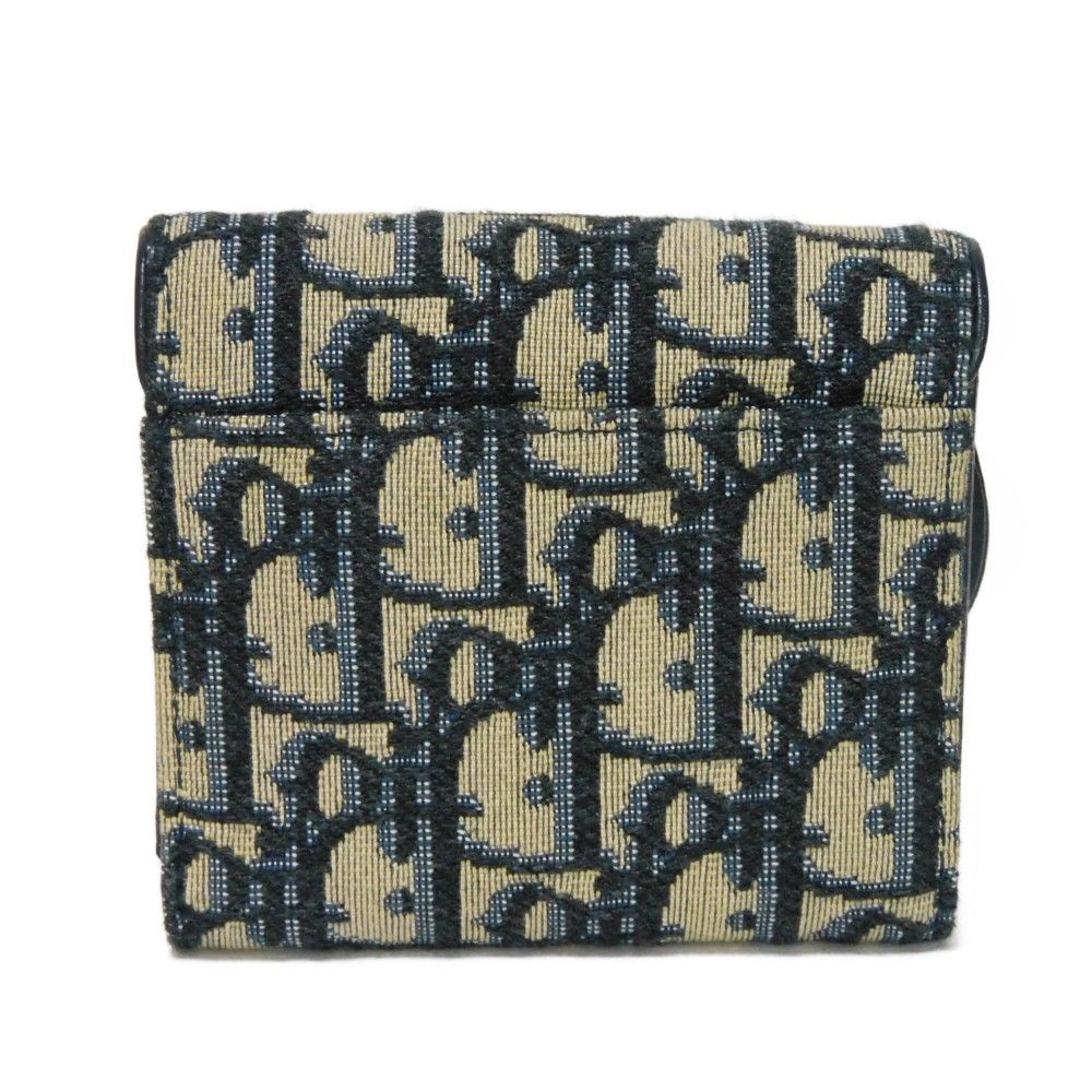 Dior ディオール サドル ロータス ウォレット ジャガード ネイビー W  