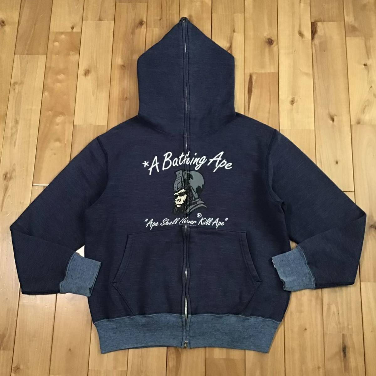 General logo フルジップ パーカー Sサイズ ネイビー a bathing ape 