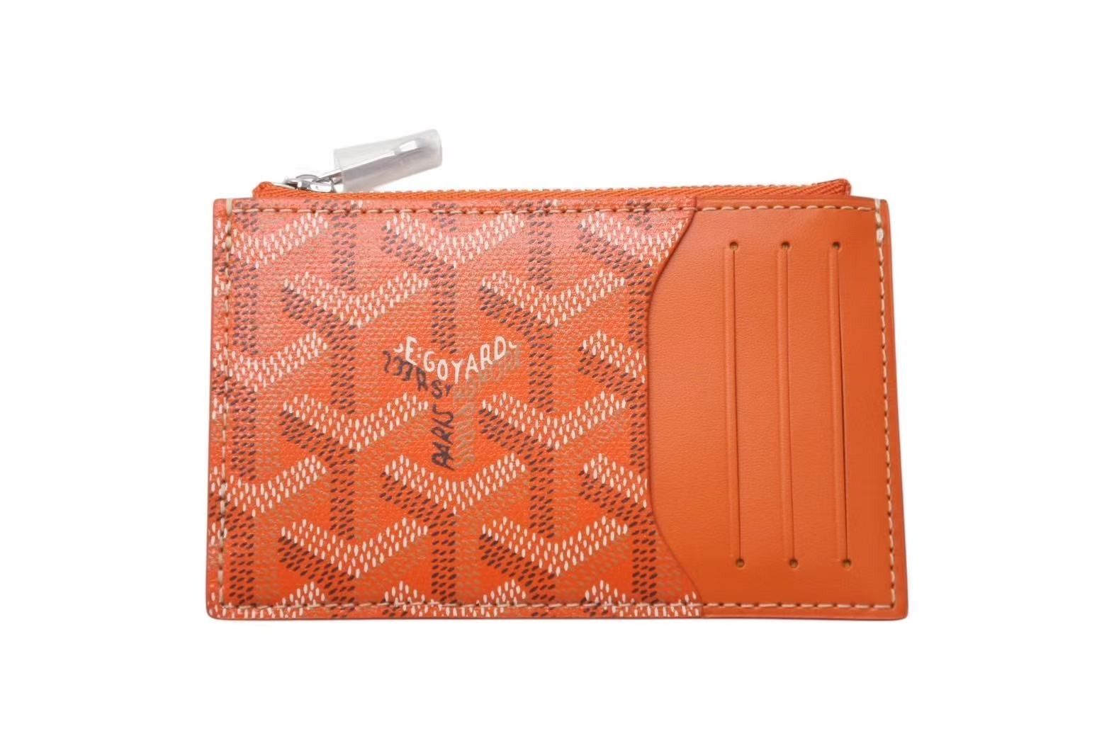 新品未使用 GOYARD ゴヤール ブルボン カードケース ジップ付きカードホルダー ゴヤールディンキャンバス オレンジ シルバー 新品未使用 GOYARD ゴヤール ブルボン カードケース ジップ付きカード