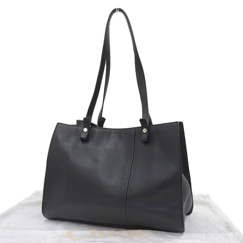 クロエ Chloe 2016年 FAYE Tote フェイ オーブチェーンビジュー レザー 2way ショルダー トート ハンドバッグ 黒 レディース 定価129600円