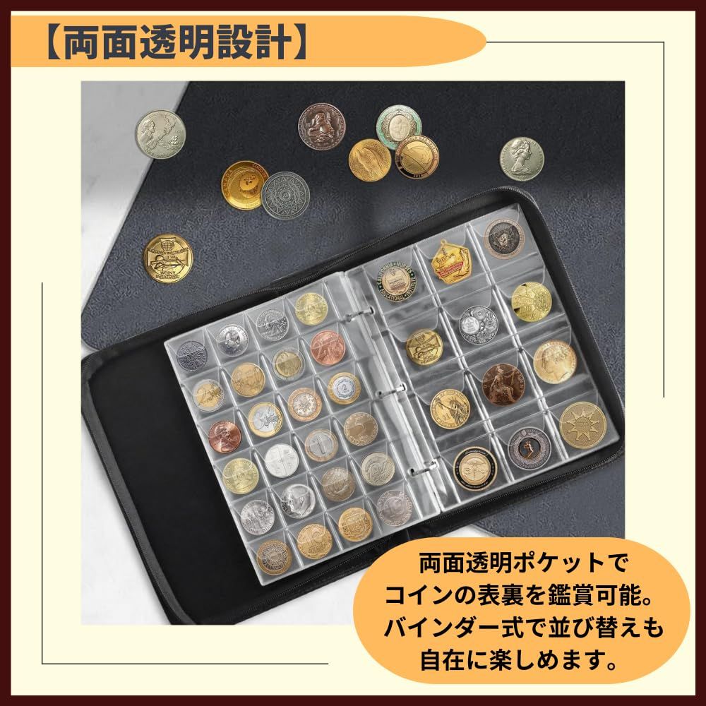 ideamall コインホルダー アルバム 記念硬貨 古銭 コレクション ファイル 大容量 360枚収納可能 - メルカリ
