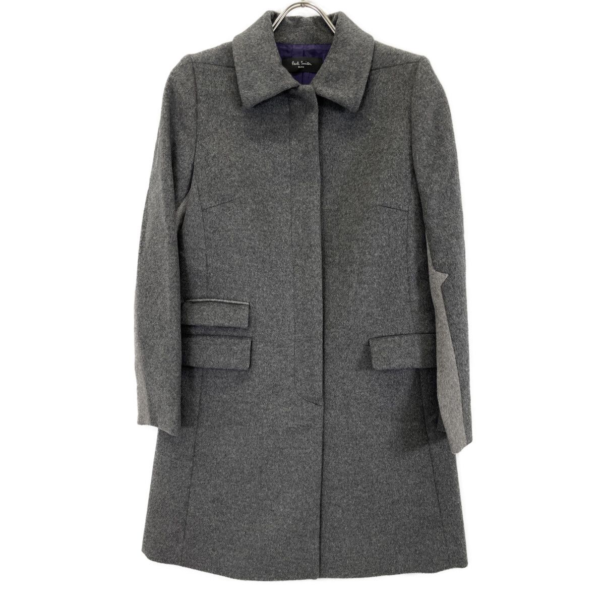 PaulSmith ポールスミス チャコール×グレー ウール100 ステンカラーコート 38