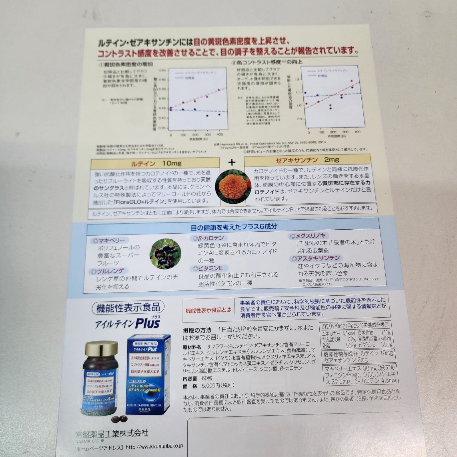 機能性表示食品 アイルテインPlus 2箱 トキワ 目の黄斑色素密度