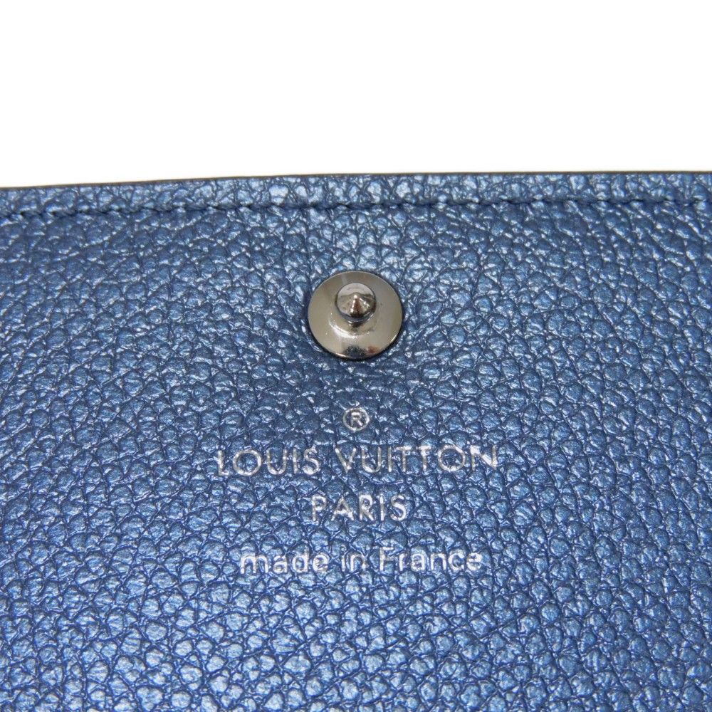 LOUIS VUITTON ルイ・ヴィトン アンヴェロップ カルト ドゥ ヴィジット LVロゴ フラワー エンボス メタリック ブルー スナップボタン  二つ折り RFID モノグラム アンプラント フライトモード メタリックネイビー カードケース M80944