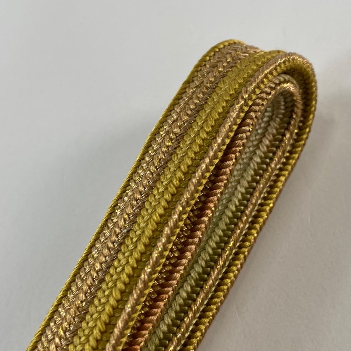 帯締め 無形文化財 五嶋紐 江戸組紐 縞 金糸 山吹茶色 正絹 和装小物