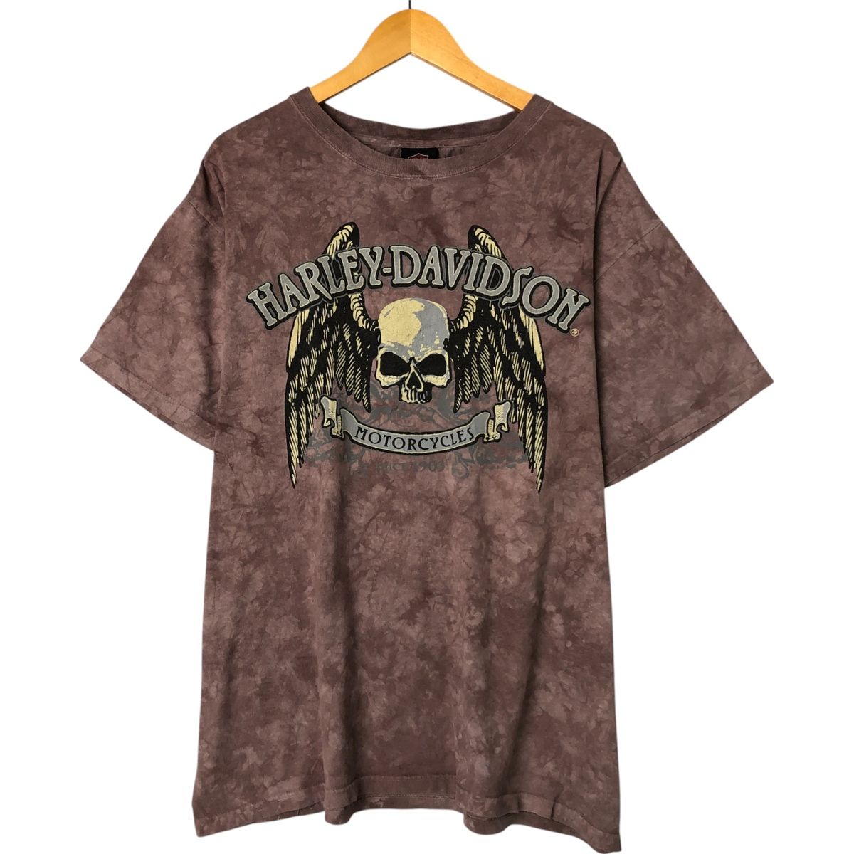 古着 00年代 ハーレーダビッドソン Harley-Davidson ドクロ柄 スカル柄 タイダイ柄 モーターサイクル バイクTシャツ|eaa558276