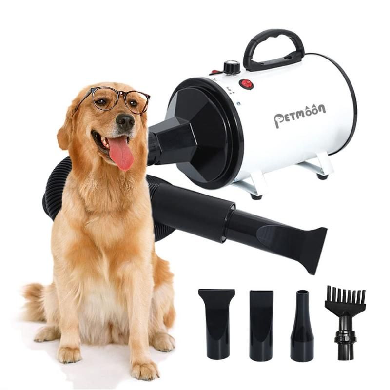Petmoon ペットドライヤー ペットヘアードライヤー ブロワー 無段階速度制御 送風機 3つのノズル付き 風速、温度調整可能 強いブロー Petmoon ペットドライヤー 品質保証 犬用ドライヤー ペット用