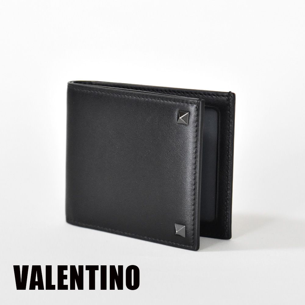 VALENTINO ヴァレンティノ 財布 ２つ折り財布 黒 メンズ - メルカリ