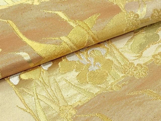 平和屋着物○西陣 川島織物 六通柄 本袋帯 色紙重ね飛鶴花松文 金銀糸  