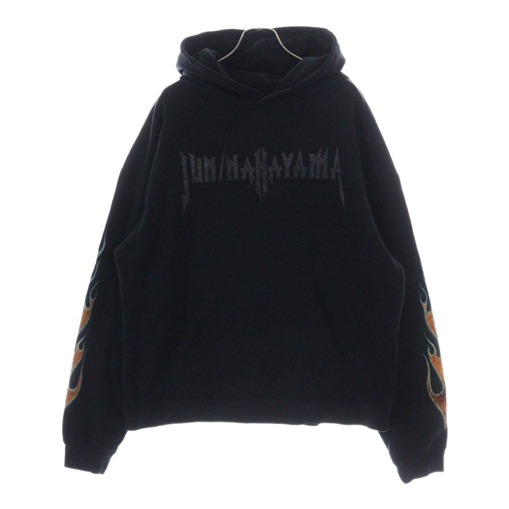 JUN/NAKAYAMA ジュンナカヤマ 24AW FLAME HOODIE ダメージ加工 プルオーバースウェットパーカー フーディー ブラック JN-FW24-014 JUN/NAKAYAMA (ジュンナカヤマ) 24AW FLAME HOODIE ダメージ加工 プル