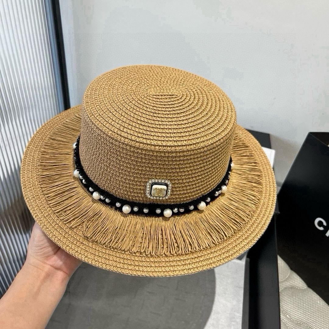 今日特価】Chanel New 平頂 ストローハット-3 - メルカリ