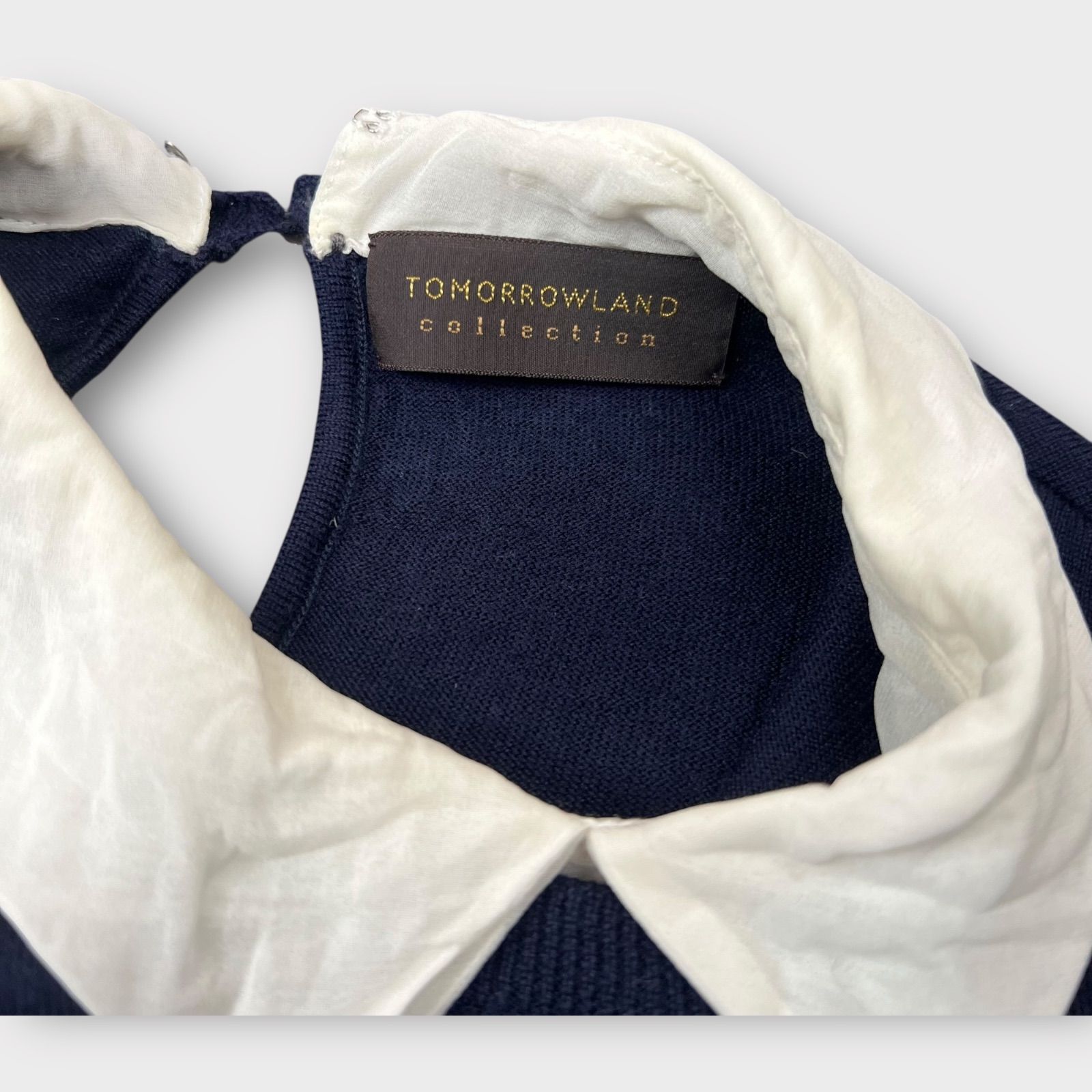 TOMORROWLAND SUVIN COTTON 襟付き　ニット Tomorrowland Collection 襟付きセーター 38 Mサイズ ネイビー