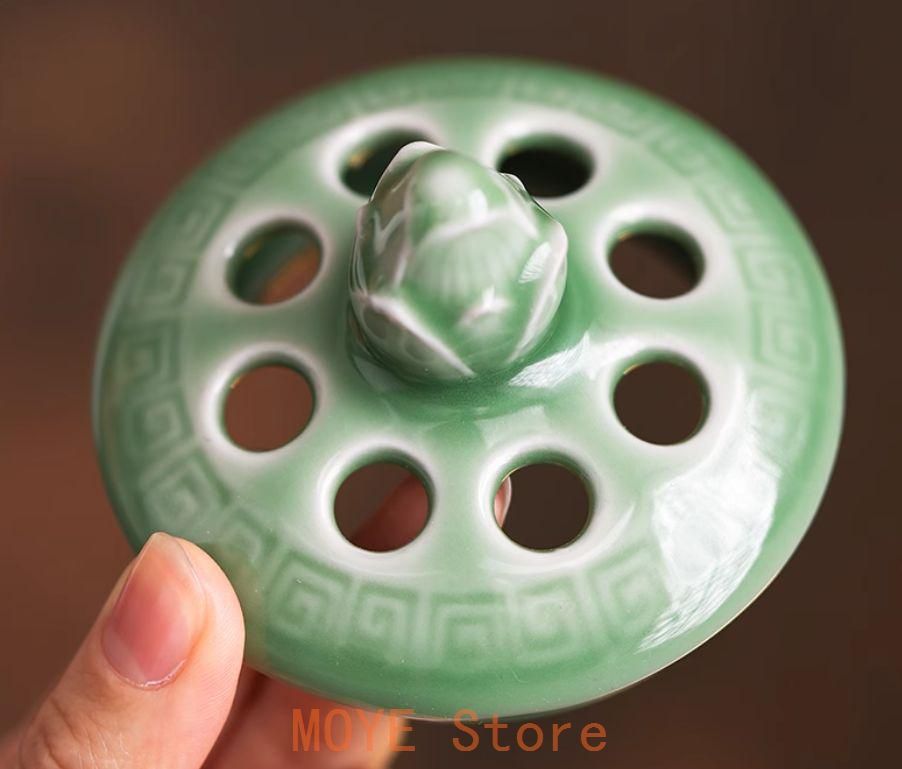 陶磁器 蓮華青磁盤香炉 香薫炉 禅意沈香炉 茶道具 香道具 装飾品