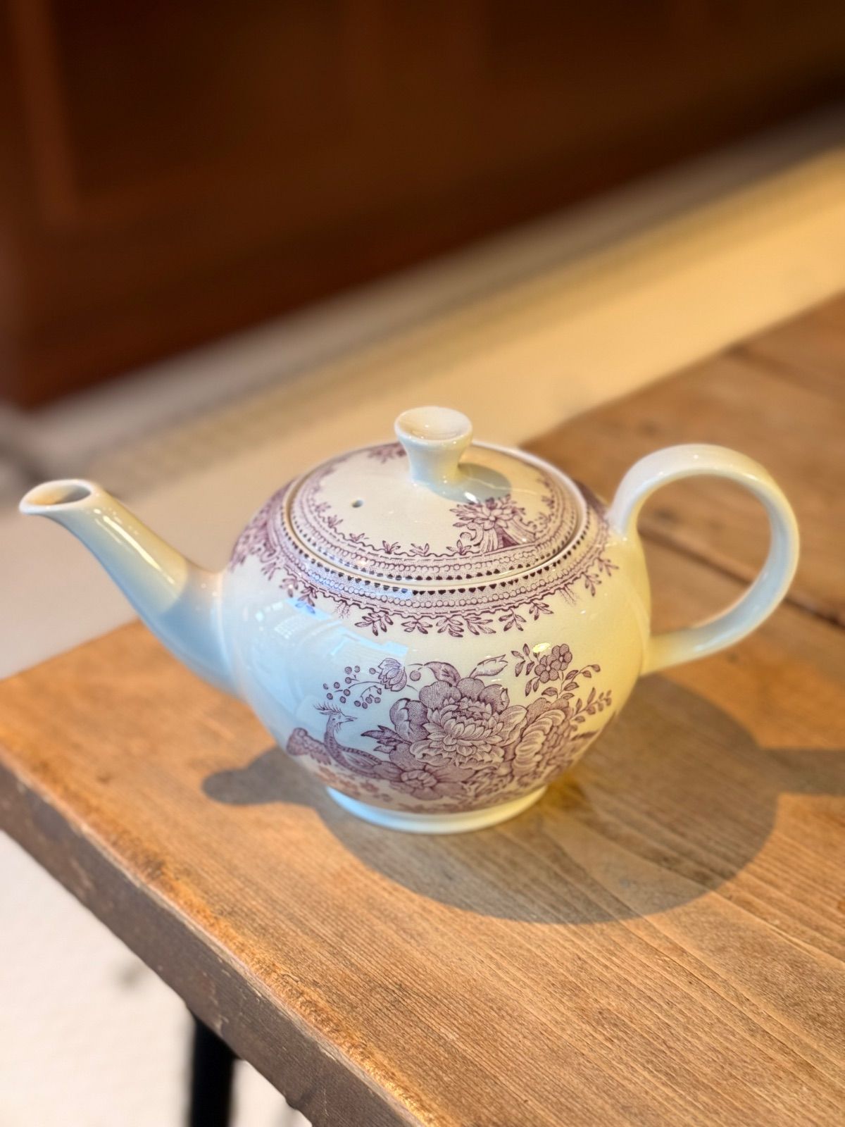 廃盤 Burleigh バーレイ アジアンティックフェザンツ プラム ポットS