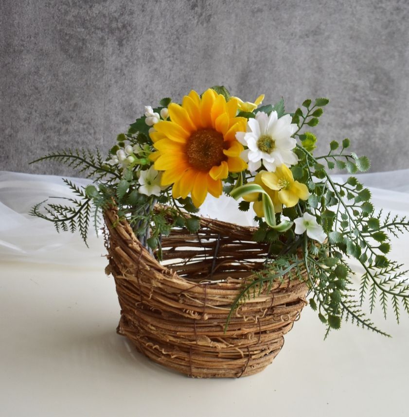 オーダー再販☆流れるグリーン☆トロピカルなひまわりのリース☆造花  